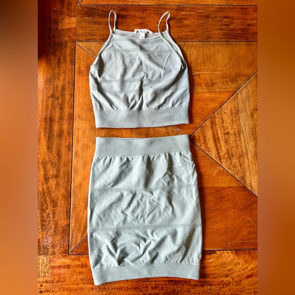 BCBGeneration 2 Piece, Crop Top XS/S and Mini Skirt M/L in Aqua